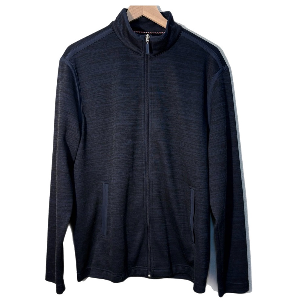 JOHNSTON & MURPHY Navy Full-Zip Lightweight Knit Jacket